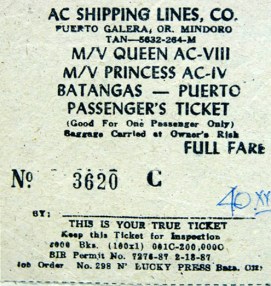 Bilhete de barco Batangas - Puerto Galera