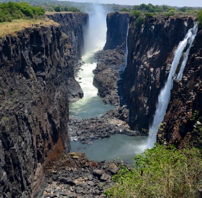 Vista do percurso pedestre no lado da Zâmbia