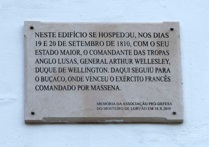Placa que assinala a rsença do Duque de Wellington